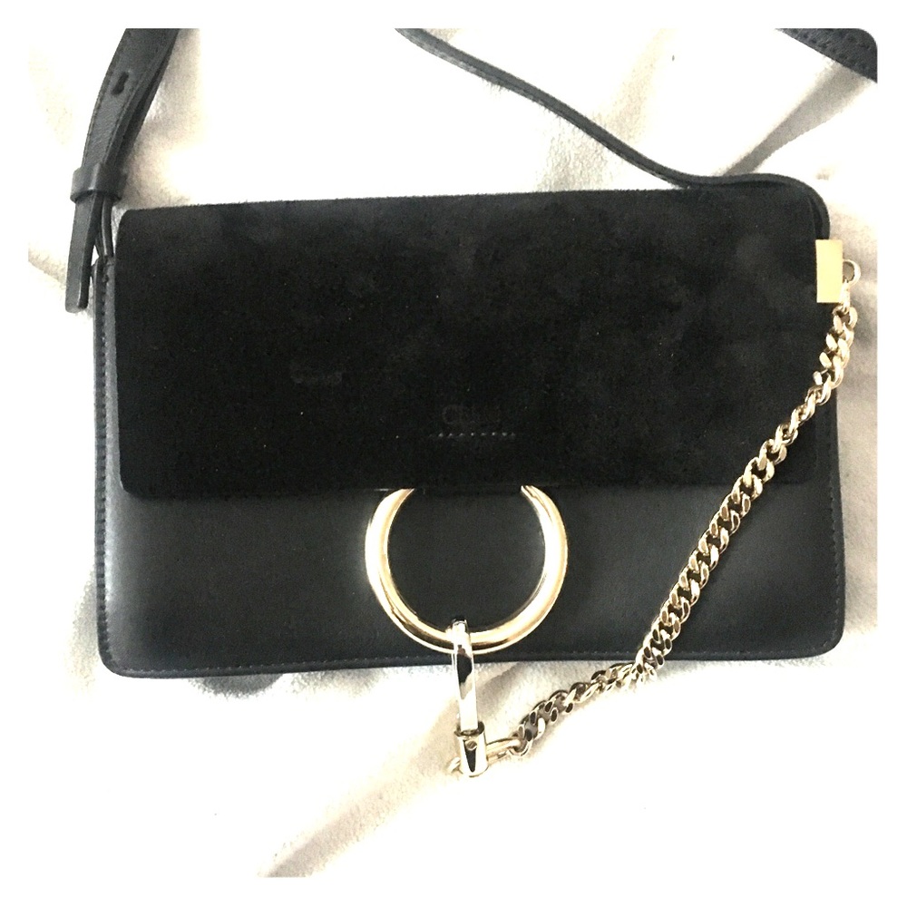 Chloe black Faye Small Suede/Leather Shoulder Bag